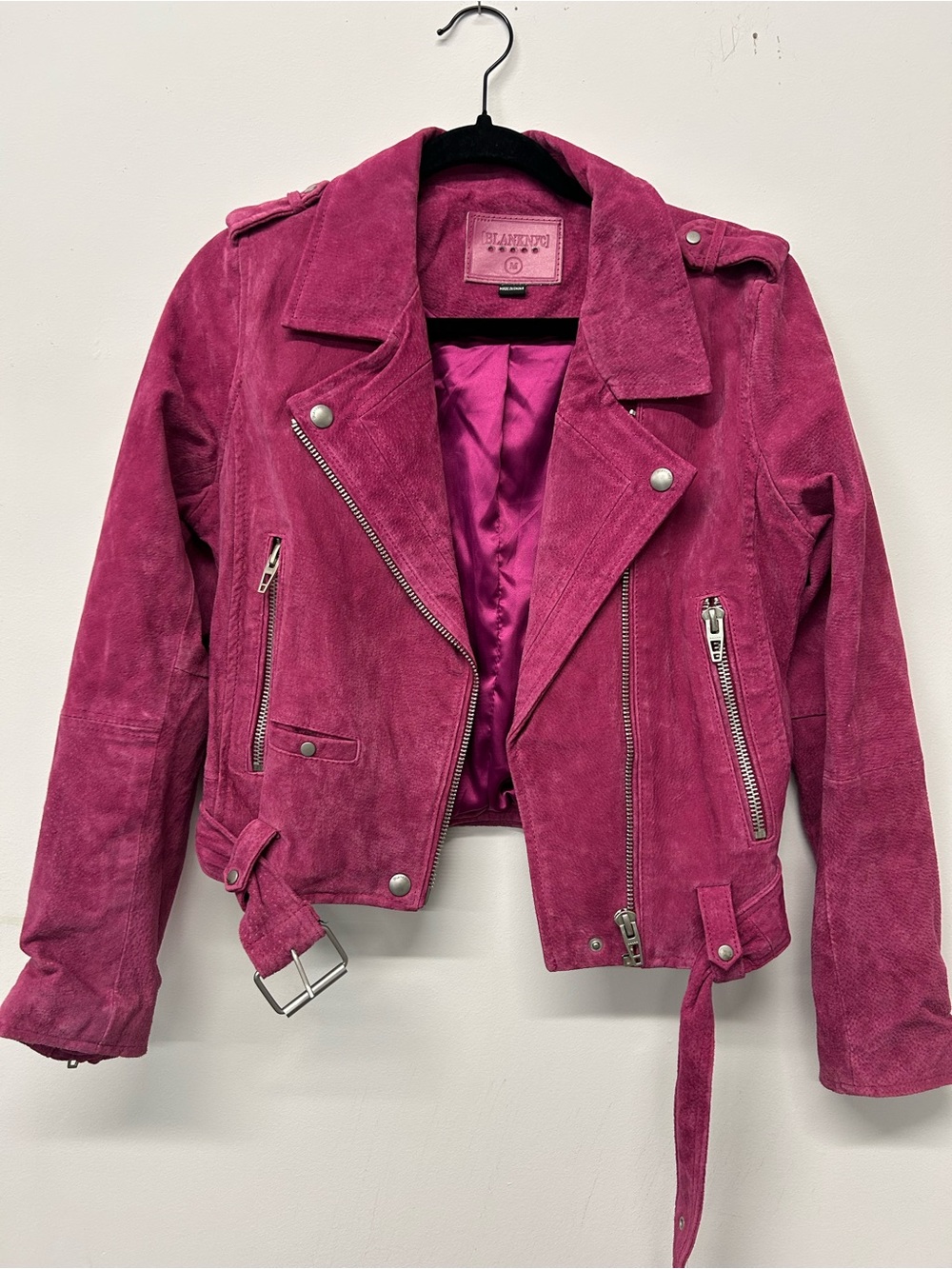 Blank NYC Fuchsia Suede Moto Jacket